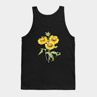 Vintage Blanket Flowers Botanical Illustration Tank Top